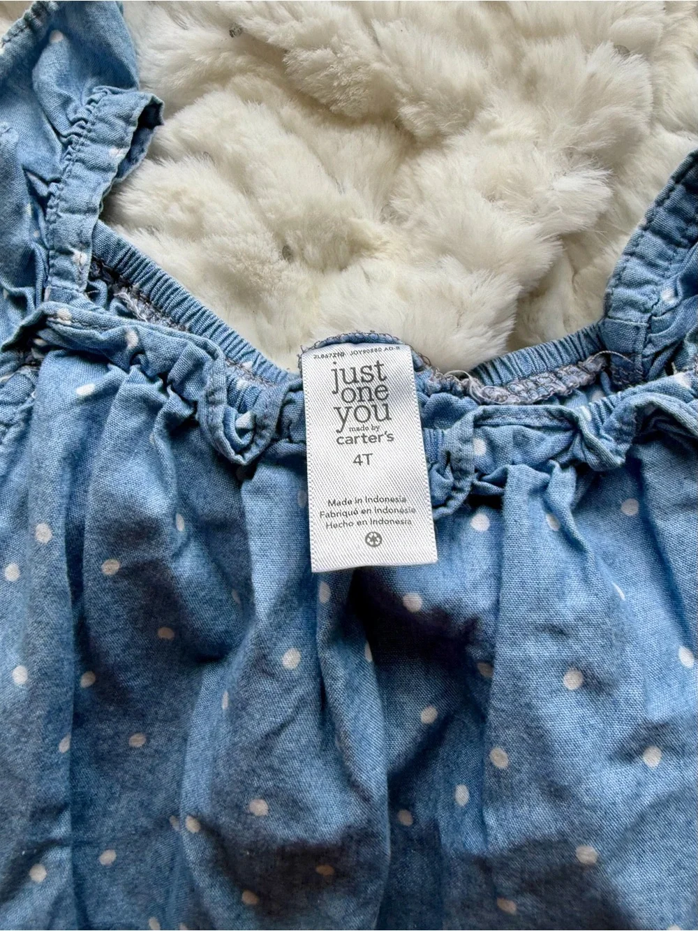 Just One You by Carter’s Girls Blue & White Polka Dot Romper Size 4T